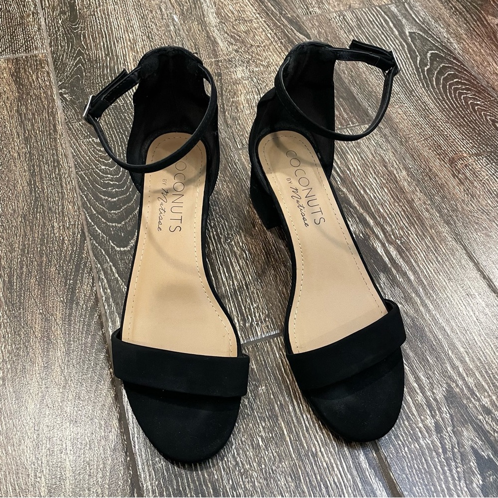 Black Open Toe Block heels